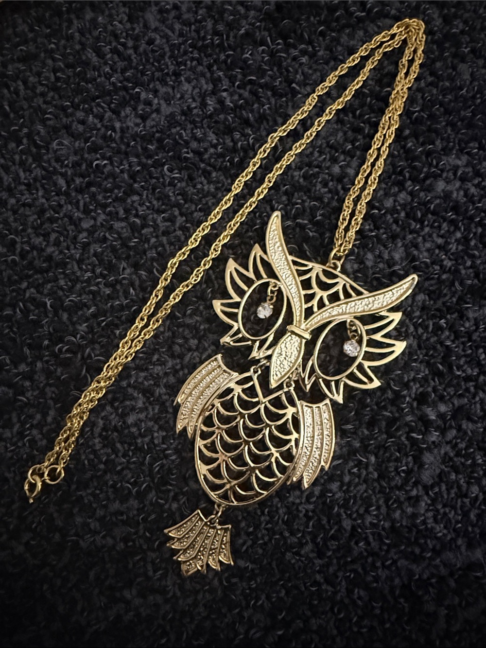 Fashion Jewelry Gold-Tone Owl Pendant Necklace
